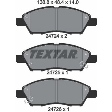 Textar | Bremsbelagsatz, Scheibenbremse | 2472401