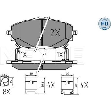Meyle | Bremsbelagsatz, Scheibenbremse | 025 227 8218/PD