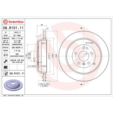 Brembo Bremsscheibe PRIME LINE - UV Coated 08.R101.11