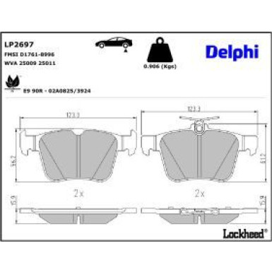 Delphi Bremsbelagsatz, Scheibenbremse LP2697