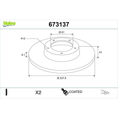 Valeo Bremsscheibe COATED 673137