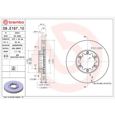 Brembo Bremsscheibe PRIME LINE 09.E167.10 Brembo Bremsscheibe PRIME LINE 09.E167.10