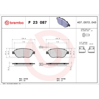 Brembo Bremsbelagsatz, Scheibenbremse PRIME LINE P 23 087
