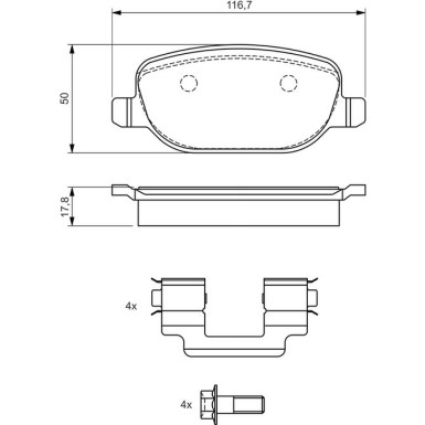 BOSCH Bremsbelagsatz, Scheibenbremse 0 986 424 775