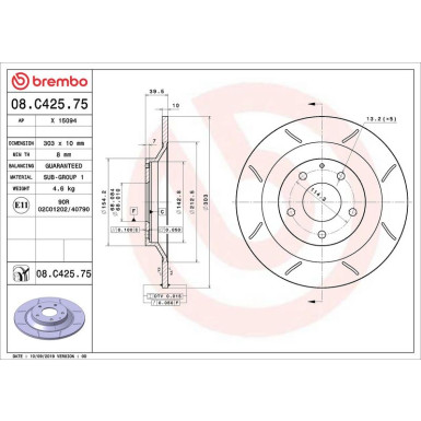 Brembo Bremsscheibe XTRA LINE - Max 08.C425.75