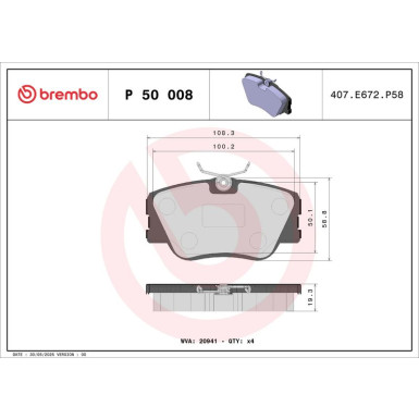 Brembo | Bremsbelagsatz, Scheibenbremse | P 50 008