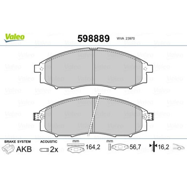 Valeo | Bremsbelagsatz, Scheibenbremse | 598889