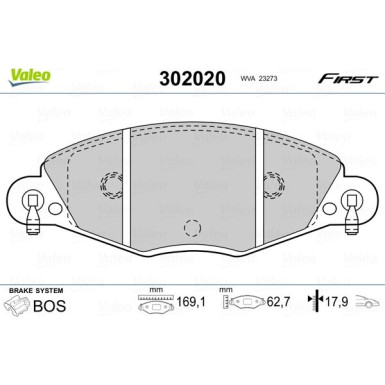 Valeo | Bremsbelagsatz, Scheibenbremse | 302020
