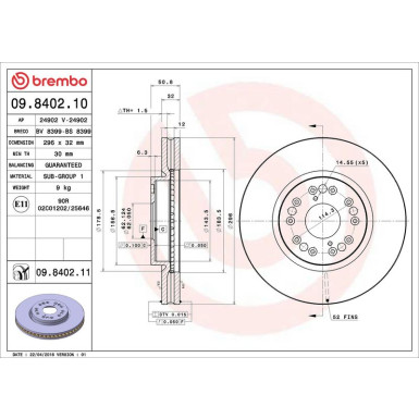 09.8402.11 Bremsscheibe PRIME LINE - UV Coated 09.8402.11 Bremsscheibe PRIME LINE - UV Coated