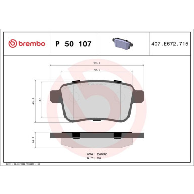 Brembo Bremsbelagsatz, Scheibenbremse PRIME LINE P 50 107
