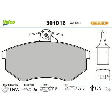 301016 Bremsbelagsatz, Scheibenbremse ESSENTIAL