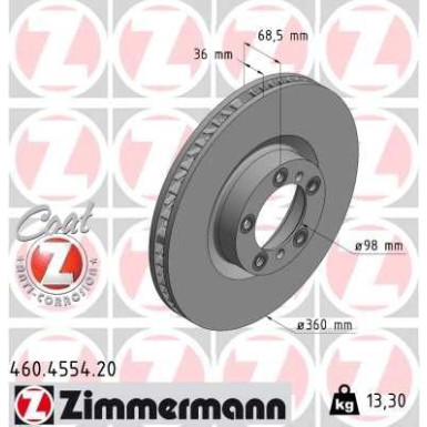 Zimmermann | Bremsscheibe | 460.4554.20