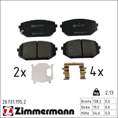 Zimmermann Bremsbelagsatz, Scheibenbremse 26731.195.2