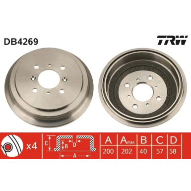 TRW | Bremstrommel | DB4269