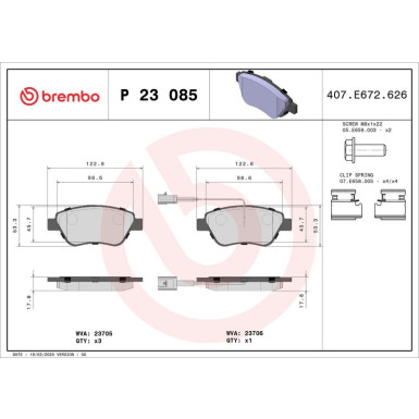 Brembo Bremsbelagsatz, Scheibenbremse PRIME LINE P 23 085 Brembo Bremsbelagsatz, Scheibenbremse PRIME LINE P 23 085