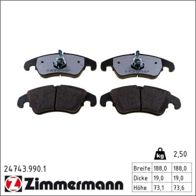 Zimmermann Bremsbelagsatz, Scheibenbremse rd:z 24743.990.1