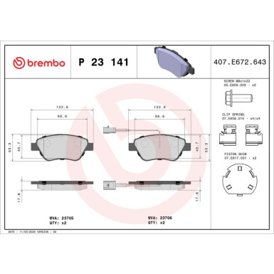 Brembo Bremsbelagsatz, Scheibenbremse PRIME LINE P 23 141