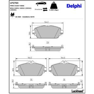 Delphi Bremsbelagsatz, Scheibenbremse LP2764