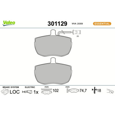 Valeo | Bremsbelagsatz, Scheibenbremse | 301129
