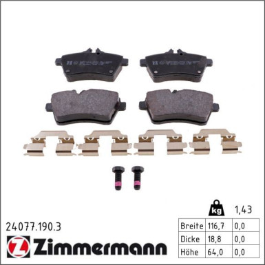 Zimmermann Bremsbelagsatz, Scheibenbremse 24077.190.3