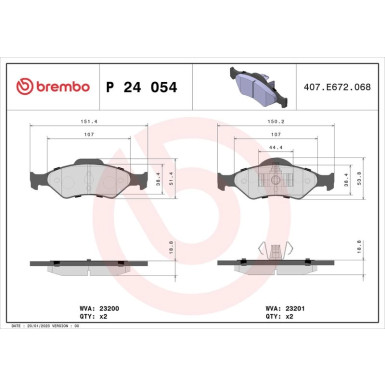 Brembo Bremsbelagsatz, Scheibenbremse PRIME LINE P 24 054