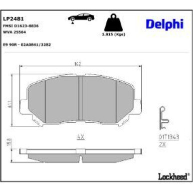 Delphi Bremsbelagsatz, Scheibenbremse LP2481