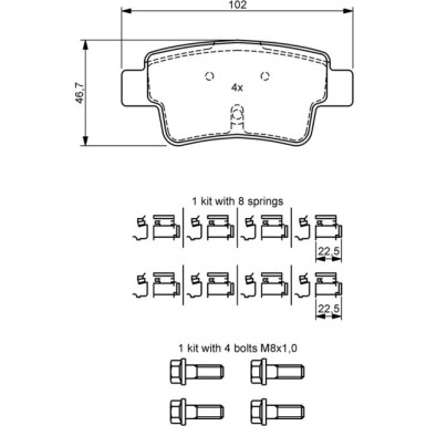 0 986 494 222 Bremsbelagsatz, Scheibenbremse