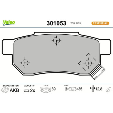 Valeo Bremsbelagsatz, Scheibenbremse ESSENTIAL 301053