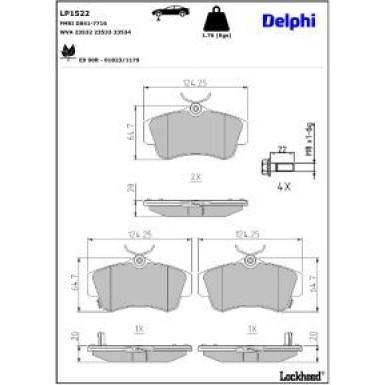 Delphi Bremsbelagsatz, Scheibenbremse LP1522