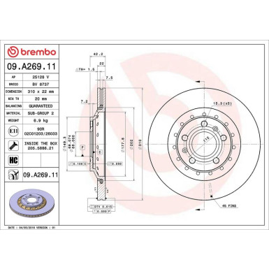 Brembo Bremsscheibe PRIME LINE - UV Coated 09.A269.11