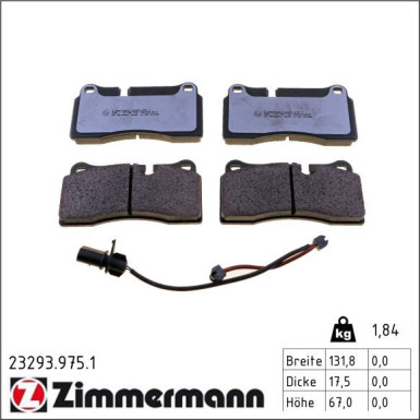 Zimmermann Bremsbelagsatz, Scheibenbremse rd:z 23293.975.1