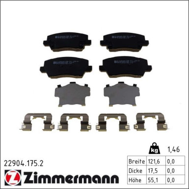 Zimmermann Bremsbelagsatz, Scheibenbremse 22904.175.2