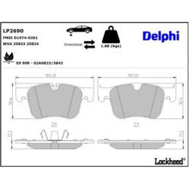 Delphi Bremsbelagsatz, Scheibenbremse LP2690