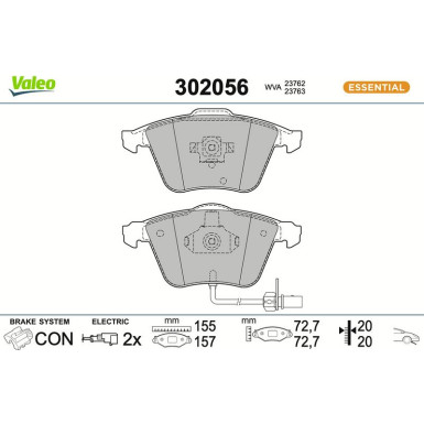 Valeo | Bremsbelagsatz, Scheibenbremse | 302056