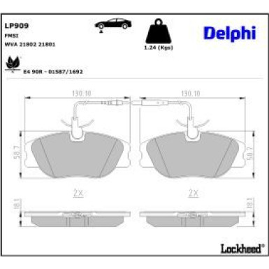 Delphi Bremsbelagsatz, Scheibenbremse LP909