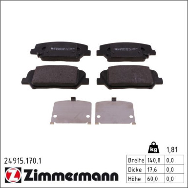 Zimmermann Bremsbelagsatz, Scheibenbremse 24915.170.1
