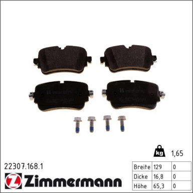 Zimmermann Bremsbelagsatz, Scheibenbremse 22307.168.1