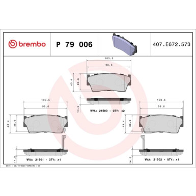 Brembo Bremsbelagsatz, Scheibenbremse PRIME LINE P 79 006