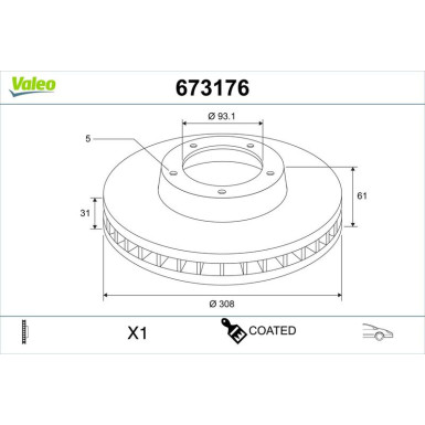 Valeo Bremsscheibe COATED 673176