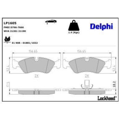 Delphi Bremsbelagsatz, Scheibenbremse LP1605
