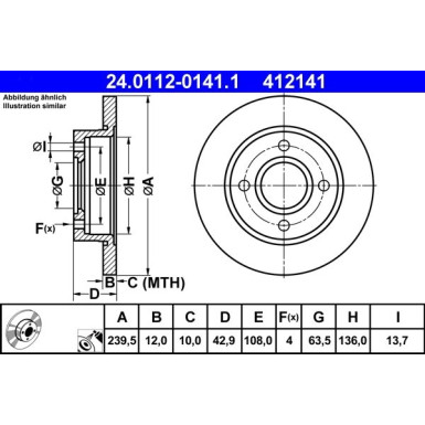 2 x ATE Bremsscheibe | 24.0112-0141.1