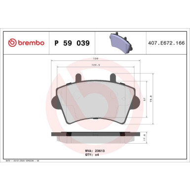 Brembo Bremsbelagsatz, Scheibenbremse PRIME LINE P 59 039