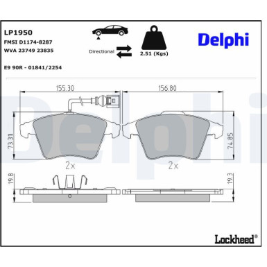 LP1950 Bremsbelagsatz, Scheibenbremse