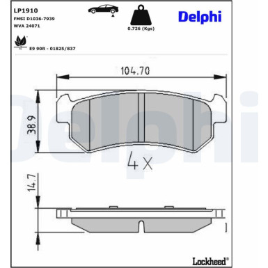 LP1910 Bremsbelagsatz, Scheibenbremse