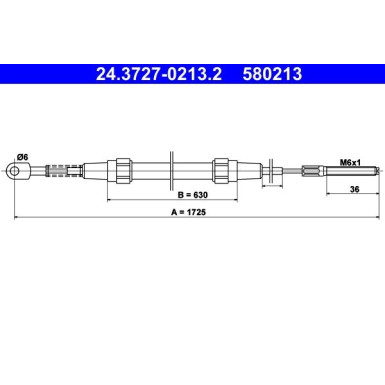 2 x ATE Seilzug, Feststellbremse | 24.3727-0213.2