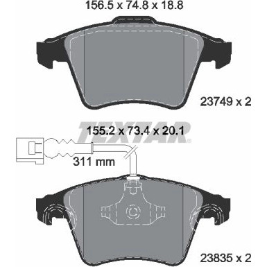 2374901 Bremsbelagsatz, Scheibenbremse Q+