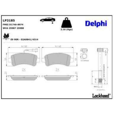 Delphi Bremsbelagsatz, Scheibenbremse LP3185