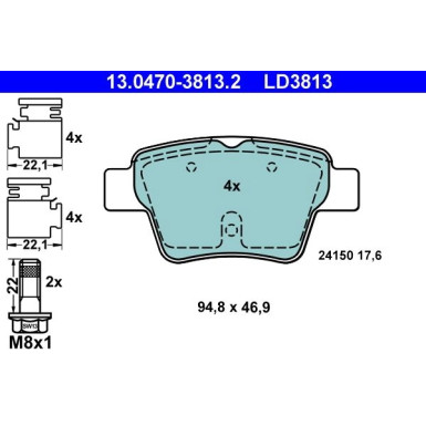 Bremsbelagsatz, Scheibenbremse ATE Ceramic 13.0470-3813.2