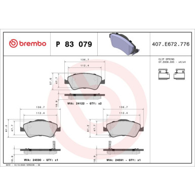 Brembo Bremsbelagsatz, Scheibenbremse PRIME LINE P 83 079