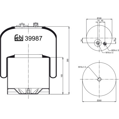 FEBI BILSTEIN 39987 Federbalg, Luftfederung FEBI BILSTEIN 39987 Federbalg, Luftfederung